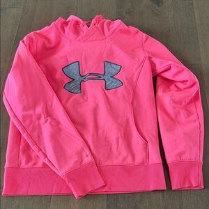 Under Armour Kids Bright Pink Hoodie with Gray Logo